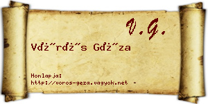 Vörös Géza névjegykártya